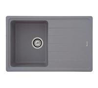 Respekta Columbia Lavello in granito massiccio grigio / Lavello da incasso a 1 vasca da 78 x 50 cm / Lavello adatto a basi da 45 cm di larghezza