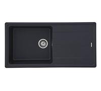 Respekta Columbia Lavello in granito massello nero/Lavello da incasso 1 vasca in 100 x 50 cm/Lavello adatto per basi da 60 cm di larghezza