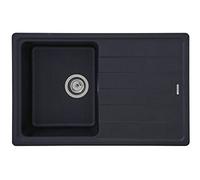 Respekta Columbia granito massiccio in nero / lavello incasso 1 vasca in 78 x 50 cm / lavello adatto per basi da 45 cm di larghezza