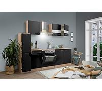 respekta Cucina, blocco cucina da incasso, rovere nero, Merle, 240 cm