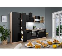 respekta Cucina, blocco cucina da incasso, rovere nero, Merle, 310 cm