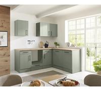 respekta Cucina rustica verde Anton (220 cm, forma a L)