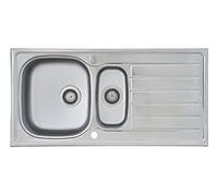 Respekta Dallas Lavello in Acciaio Inox/Lavello da Incasso 1,5 Vasche in 100 x 50 cm/Lavello in Acciaio Inox adatto per basi da 60 cm di larghezza