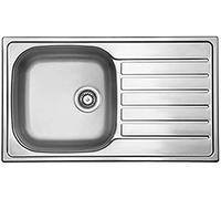 Respekta Dallas Lavello in Acciaio Inox / Lavello da Incasso 1 Vasca in 86 x 50 cm / Lavello in Acciaio Inox adatto per basi da 50 cm di larghezza