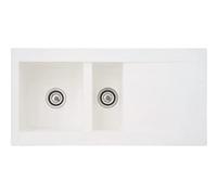 Respekta Denver Mineralite Composite Lavello in bianco / 1 lavabo da incasso in 100 x 50 cm / Lavello adatto per basi da 60 cm di larghezza