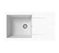 Respekta Denver Mineralite Composite Lavello in Bianco / 1 Lavabo da incasso in 78 x 44 cm / Lavello adatto per basi da 45 cm di larghezza