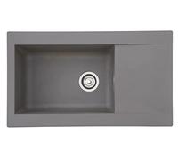 Lavello composito Respekta Denver Mineralite in cemento grigio/lavello incasso 1 vasca in 86 x 50 cm/lavello adatto per basi da 60 cm di larghezza