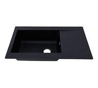 Respekta Denver Mineralite Composite Lavello in nero / 1 lavabo da incasso in 86 x 50 cm / Lavello adatto per basi da 60 cm di larghezza