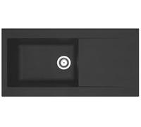 Respekta Denver Lavello in Mineralite nero/Lavello da incasso a 1 vasca da 100 x 50 cm/Lavello adatto a mobili sottolavello a partire da 60 cm di larghezza / DENVER100X501BS