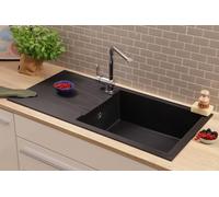 Respekta Houston Lavello in Mineralite nero/Lavello da incasso a 1 vasca da 100 x 50 cm/Lavello adatto a mobili sottolavello a partire da 60 cm di larghezza / HOUSTON100X501BS
