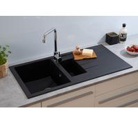 respekta Houston 100x50 Lavello Incasso Granito Nero 1,5 Vasche