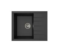 Respekta Houston Lavabo da incasso in mineralite nero/Lavello in mineralite a 1 vasca 62 x 50 cm/Lavello adatto per basi da 50 cm di larghezza