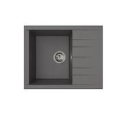 Respekta Houston Lavabo da incasso in mineralite grigio/Lavello in mineralite a 1 vasca 62 x 50 cm/Lavello adatto per basi da 50 cm di larghezza