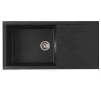 Respekta Houston Lavello in Mineralite nero/Lavello da incasso a 1 vasca da 100 x 50 cm/Lavello adatto a mobili sottolavello a partire da 60 cm di larghezza / HOUSTON100X501BS