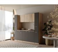 Respekta Ingrid Cucina 210 cm Einbauküche Singleküche Grigio, No Frigo