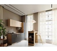 respekta Ingrid Cucina Lineare Singola Con Tavolo Bar 180 cm Grigio