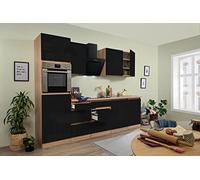 respekta Lorena - Blocco cucina senza maniglie in rovere nero 280 cm