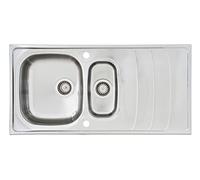Respekta Miami Lavello in Acciaio Inox / Lavello da Incasso 1,5 Vasche in 100 x 50 cm / Lavello in Acciaio Inox adatto per basi da 60 cm di larghezza
