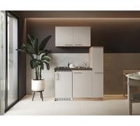 Respekta Miniküche Levin 130 cm Kaschmir con Frigorifero e Piano Vetroceramica