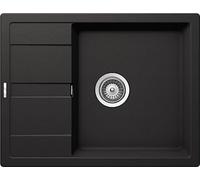 Respekta Nashville Lavello in granito massiccio nero opaco/Lavello da incasso a 1 vasca da 65 x 50 cm/Lavello adatto a basi da 50 cm di larghezza