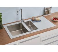 Respekta New York Lavello Incasso Inox 100 x 50 Bianco Vetro 2 Vasche