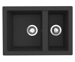 Respekta Ohio - Lavello da incasso in mineralite, 1,5 vasche, 62 x 44 cm, adatto per sottolavelli a partire da 60 cm di larghezza