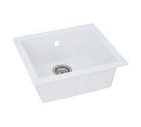 Respekta Ohio Mineralite Lavello in Bianco / 1 Lavabo da Incasso Lavabo in 50 x 44 cm / Lavello adatto per basi da 50 cm di larghezza