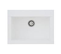 Respekta Ohio Mineralite Lavello Bianco / Lavello da Incasso 1 Vasca da 66 x 50 cm / Lavello adatto per basi da 60 cm di larghezza