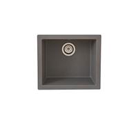 Respekta Ohio Lavello in Mineralite grigio cemento/Lavello da incasso a 1 vasca da 50 x 44 cm/Lavello adatto a basi da 50 cm di larghezza