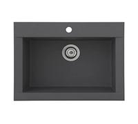 Respekta Ohio Mineralite Lavello in Grigio / 1 Lavabo da Incasso Vasca in 66 x 50 cm / Lavello adatto per basi da 60 cm di larghezza