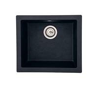 Respekta Ohio Mineralite Lavello in Nero / 1 Lavabo da Incasso Lavabo in 50 x 44 cm/Lavello adatto per basi da 50 cm di larghezza