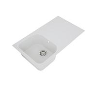 Respekta Orlando granito massello in bianco/lavello incasso 1 vasca in 86 x 50 cm/lavello adatto per basi da 45 cm di larghezza