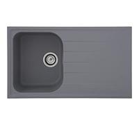 Respekta Orlando Lavello in granito massiccio grigio/Lavello da incasso a 1 vasca da 86 x 50 cm/Lavello adatto a basi da 45 cm di larghezza