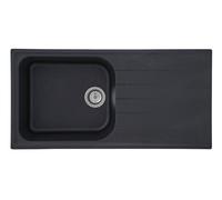 Respekta Orlando granito massello in nero / lavello incasso 1 vasca in 100 x 50 cm / lavello adatto per basi da 60 cm di larghezza