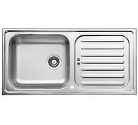 Respekta Riverside Lavello in Acciaio Inox / Lavello da Incasso 1 Vasca in 100 x 50 cm / Lavello in Acciaio Inox con Sgocciolatoio Adatto per Basi da 60 cm di Larghezza