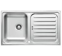Respekta Riverside Lavello in Acciaio Inox / Lavello a 1 Vasca da Incasso in 86 x 50 cm / Lavello in Acciaio Inox con Scolapiatti adatto per basi da 50 cm di larghezza