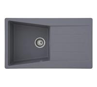 Respekta Seattle Lavello in Granito Massiccio Grigio Cemento/Lavello da incasso a 1 vasca da 86 x 50 cm/Lavello adatto a basi da 50 cm di larghezza