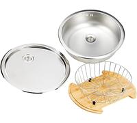 Respekta set vasche rotonde lavello in acciaio inox/lavello 1 vasca incasso in 45 x 45 x 16 cm/lavello in acciaio inox adatto per basi da 45 cm di larghezza