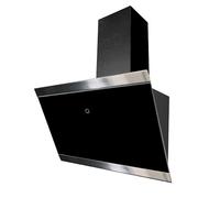 Respekta Cappa aspirante senza testa / Cappa inclinata di 60 cm / Paralume in vetro con telaio in acciaio inox in nero / Funzione di scarico e ricircolo / CH89060S / A++ / 39-59 dB