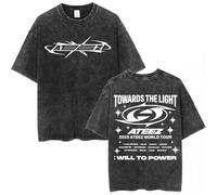 Respeto Maglietta Vintage Lavata At-EE-z World Tour Concert T-Shirt Stampata in Cotone da Uomo E da Donna Hip-Hop Street Magliette Sportive in Cotone A Maniche Corte XS-3XL-ONE||s