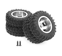 Respicefinem 2 Pezzi RC Pneumatico Posteriore Gemellato Ruota Diametro 55mm Adatto per WPL D12 1 10 Camion Telecomandato Pneumatici in Gomma Nera Premium con Struttura in Lega di (Argento S)