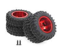 Respicefinem 2 Pezzi RC Pneumatico Posteriore Gemellato Ruota Diametro 55mm Adatto per WPL D12 1 10 Camion Telecomandato Pneumatici in Gomma Nera Premium con Struttura in Lega di (Rosso R)