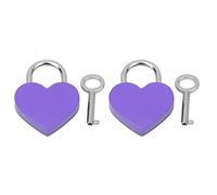 Respicefinem 2 Set Lucchetto a Cuore in Metallo Colorato Lucchetto Squisito con Chiavi per Portagioie Diario Piccoli Bagagli Forniture Artigianali 30x39mm Nero (Viola)