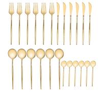 Respicefinem 24 Piece Silverware Set Flatware Set Modern Utensils Set Made Of Rustproof Stainless Steel Ideal For Home Party Wedding Banquets And More With Dimensions 25 0×6 0×5 0