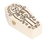 Respicefinem 2Pcs DIY Unfinished Wooden Coffin Box Gothic Style Small Pet Burial Halloween Party Decoration Craft (Skull skeleton)