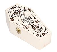 Respicefinem 2Pcs DIY Unfinished Wooden Coffin Box Gothic Style Small Pet Burial Halloween Party Decoration Craft (Skull)