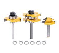 Respicefinem 3 Pieces Router Bit Set 45° 3 Teeth T Shaped /4 Shank Woodworking Cutter Tool For Woodworking Tasks