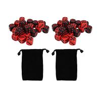 Respicefinem 48 Pezzi Set di Dadi a Sei Facce da Gioco da Tavolo in Plastica con Custodia Colore Nero e Rosso per Bar Feste Club Mini Giochi Interattivi 1.5x1.5x1.5cm Dimensioni