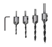 Respicefinem 4Pcs Countersink Drill Bit Set With 5 Flute Chamfer Positioning Reaming Tool And Hex Wrench Carbon Steel For Bench Drills Hand Drills And Conventional Electric Drills