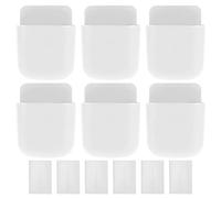 Respicefinem 6 Set Wall Mounted Remote Control Holder And Phone Storage Box Organizer Plastic Self Adhesive With Charging Port For Home Bedside School Use Wine (Bianco)